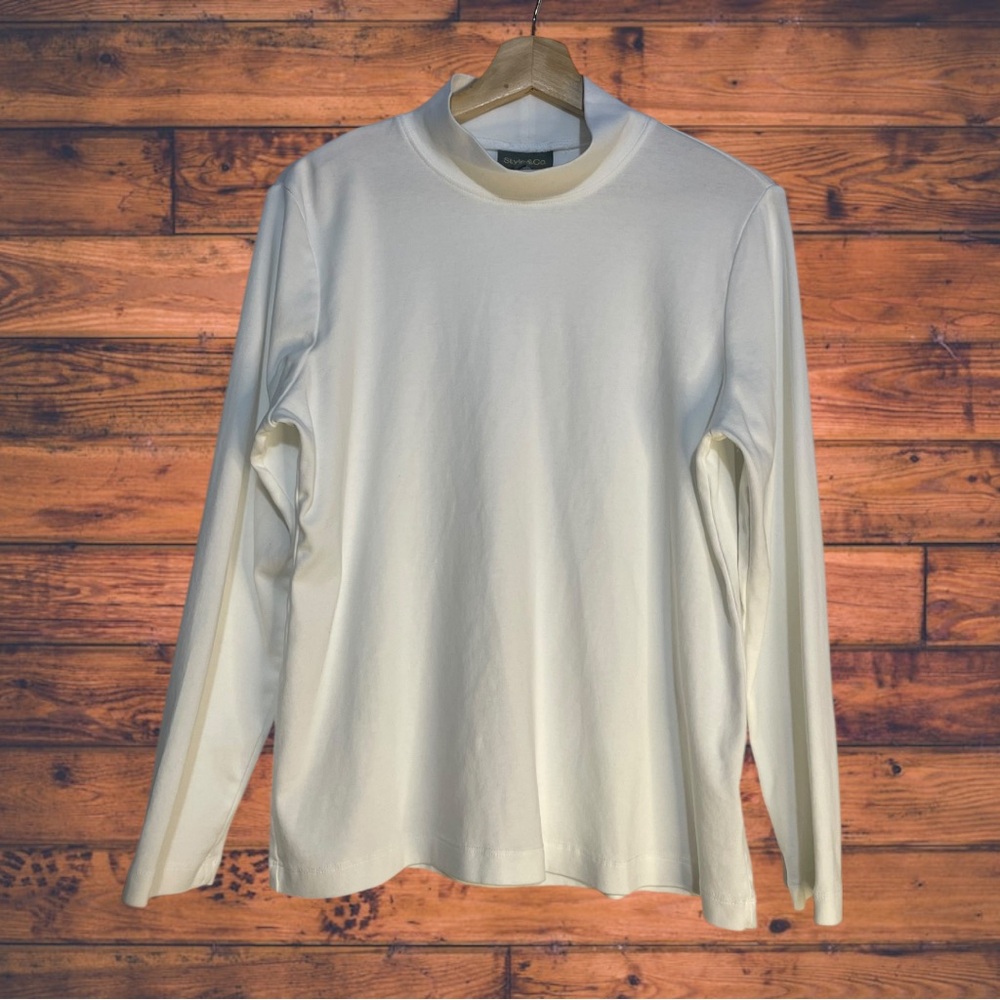 5 for $25🔥Style & Co. White‎ Long Sleeve Turtleneck Shirt XL